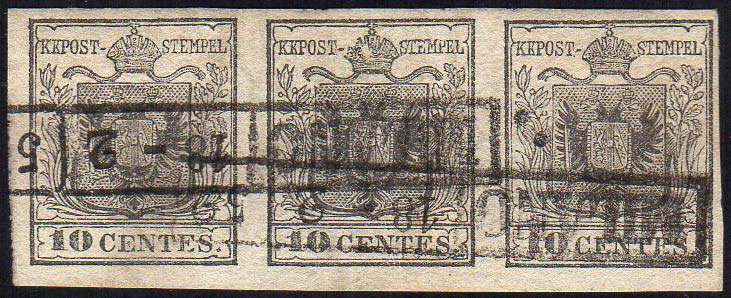 1850 - 10 cent. grigio nero, carta ... 