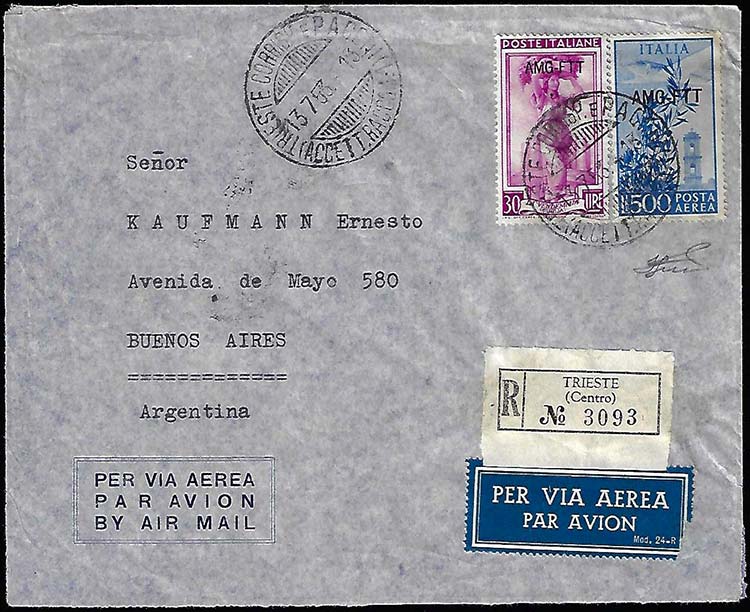 POSTA AEREA 1953 - 500 lire ... 
