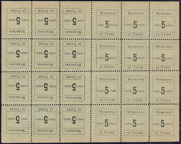 UDINE 1918 - 5 cent. nero, foglio ... 