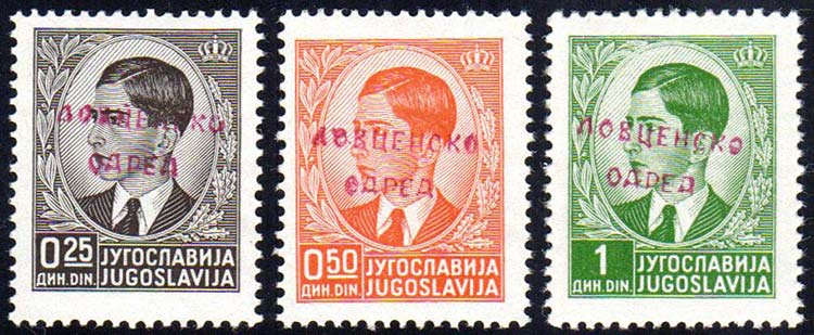 MONTENEGRO 1942 - 0,25, 0,50, 1 d. ... 