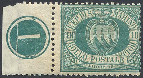 1892 - 10 cent. verde Stemma (14), ... 