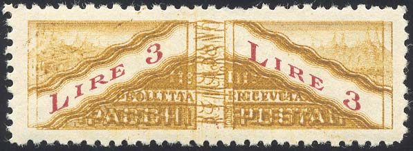 1928 - 3 lire, doppia stampa del ... 