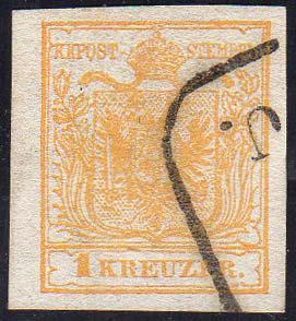 AUSTRIA 1850 - 1 k. giallo (1), ... 