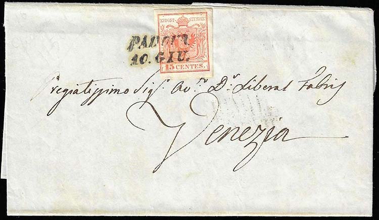 1850 - 15 cent. rosso, I tiratura ... 