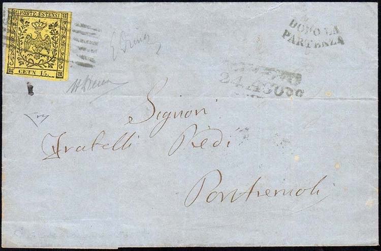 1858 - 15 cent. giallo, errore ... 