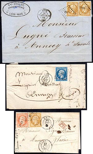 FRANCIA  1858/1861 - Tre lettere ... 