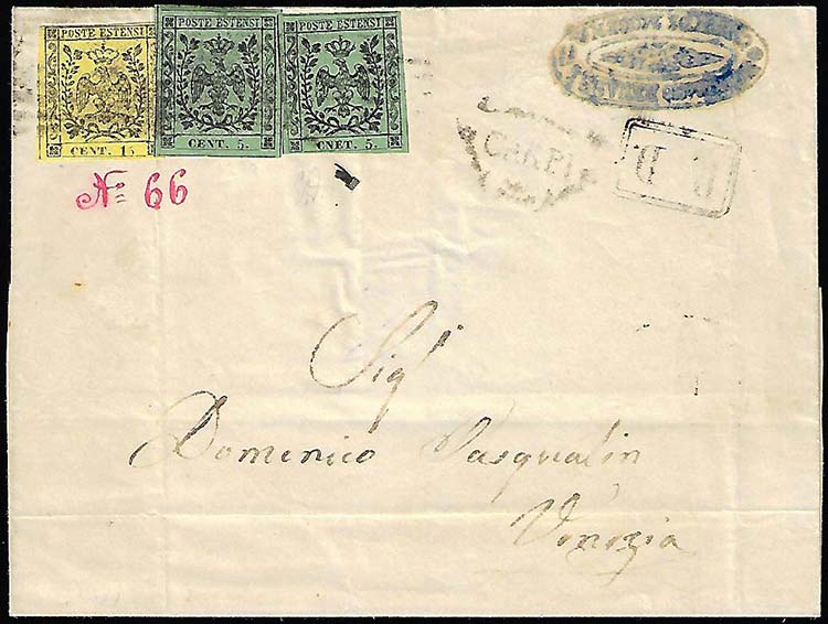 1857 - 5 cent. verde oliva, due ... 