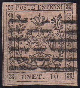 1852 - 10 cent. rosa, punto dopo ... 