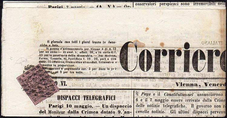 1855 - 9 cent. violetto lillaceo, ... 