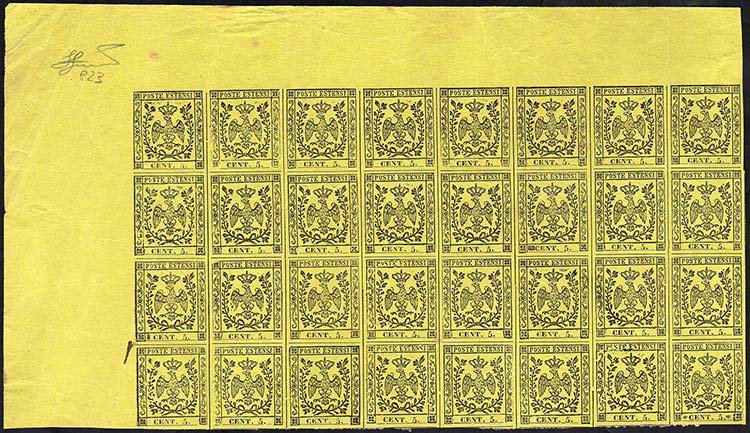1852 - 5 cent. giallo, prova non ... 
