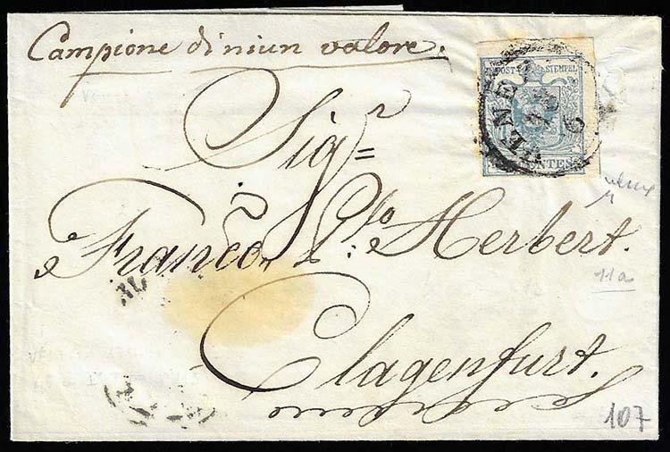 1854 - 45 cent. azzurro verdastro, ... 