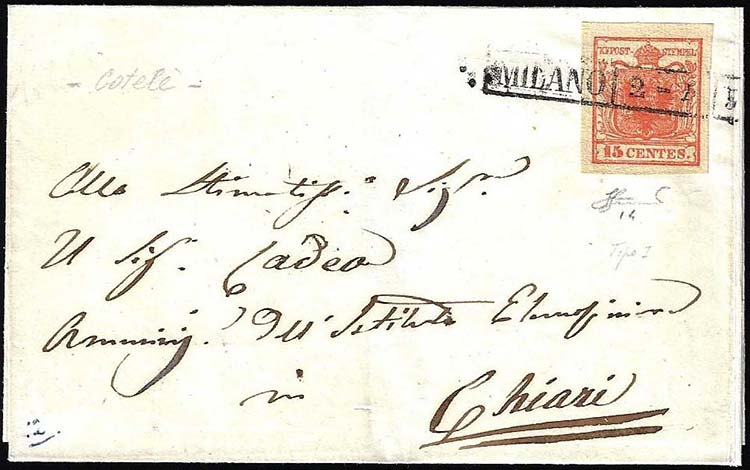 1851 - 15 cent. rosso vermiglio, I ... 