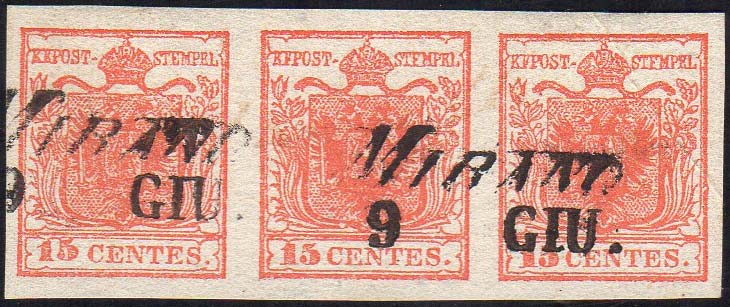 1851 - 15 cent. rosso vermiglio, ... 