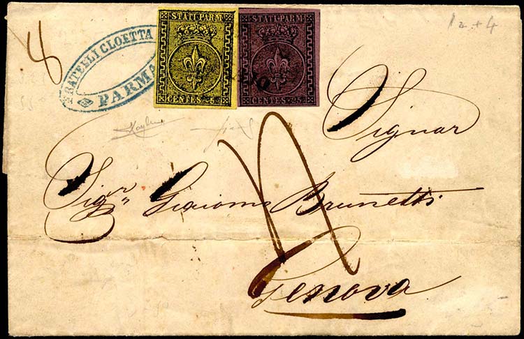 1853 - 25 cent. violetto, 5 cent. ... 