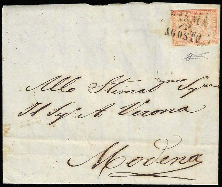 1853 - 15 cent. vermiglio, stampa ... 