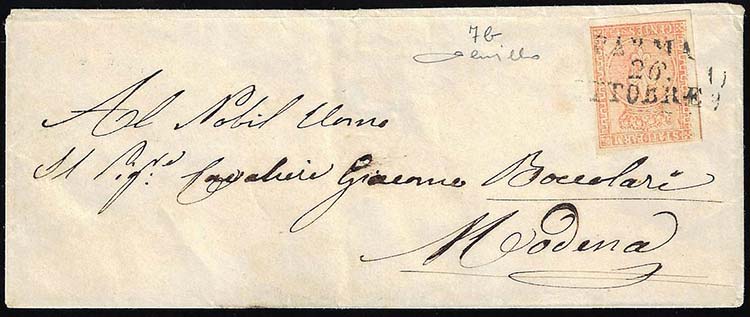 1854 - 15 cent. vermiglio chiaro, ... 