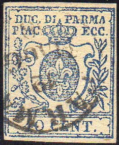 1857 - 40 cent. azzurro scuro, ... 
