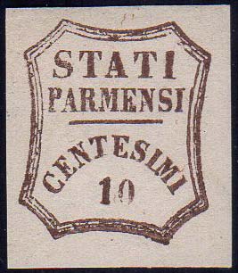 1859 - 10 cent. bruno (14), gomma ... 