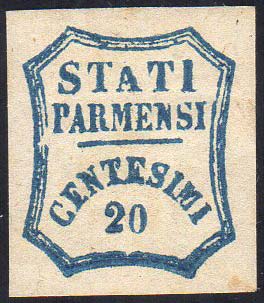 1859 - 20 cent. azzurro, varietà ... 