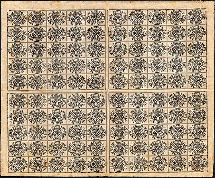1852 - 1/2 baj grigio lilla (1c), ... 