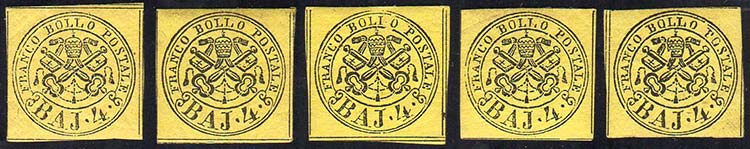 1864 - 4 baj giallo (5A), 5 ... 