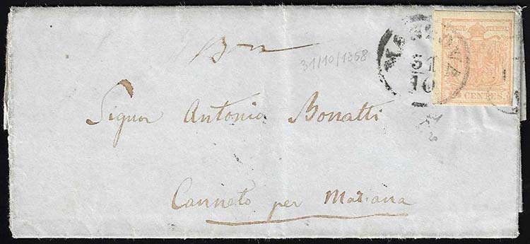 1858 - 15 cent. rosa chiaro, III ... 