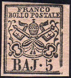 1852 - 5 baj rosa carminio (6A), ... 