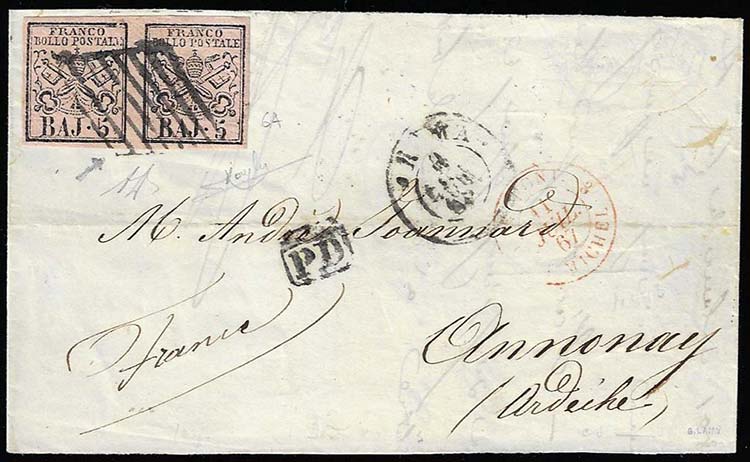 1867 - 5 baj rosa carminio, coppia ... 