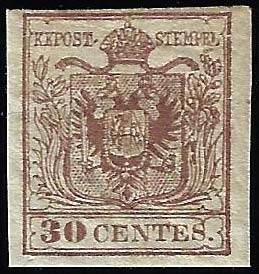 1855 - 30 cent. bruno, carta a ... 