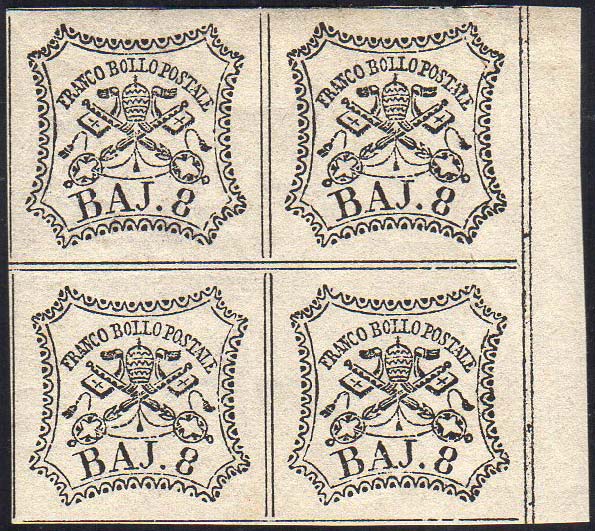 1852 - 8 baj bianco (9), blocco di ... 