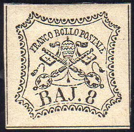1852 - 8 baj bianco (9), gomma ... 