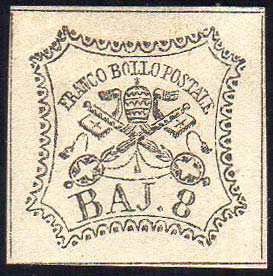 1852 - 8 baj bianco (9), gomma ... 