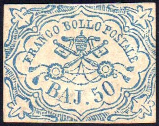 1852 - 50 baj azzurro (10), nuovo ... 