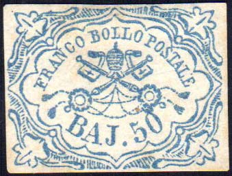 1852 - 50 baj azzurro (10), nuovo ... 