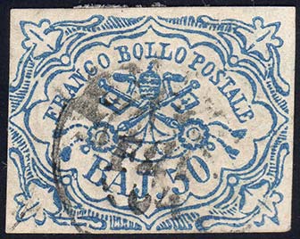 1852 - 50 baj azzurro (10), usato ... 