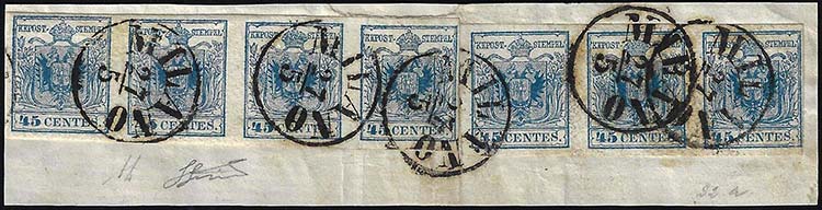 1856 - 45 cent. azzurro vivo, III ... 