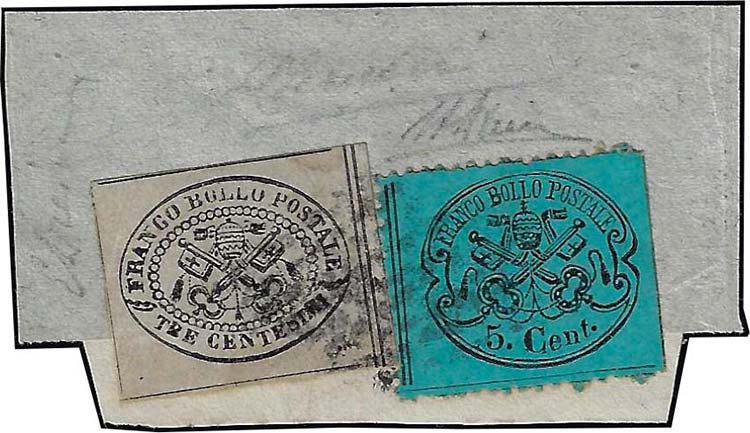1868 - 3 cent. grigio rosa, 5 ... 