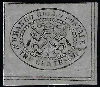 1867 - 3 cent. grigio (15), angolo ... 