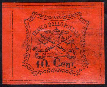 1867 - 10 cent. vermiglio arancio, ... 