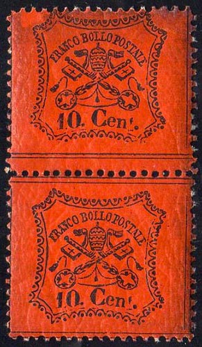 1867 - 10 cent. vermiglio arancio, ... 