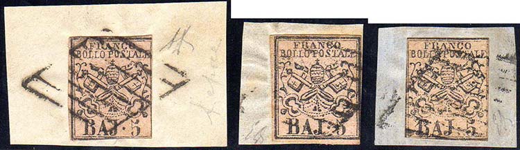 1855 - 5 baj rosa, falso per posta ... 