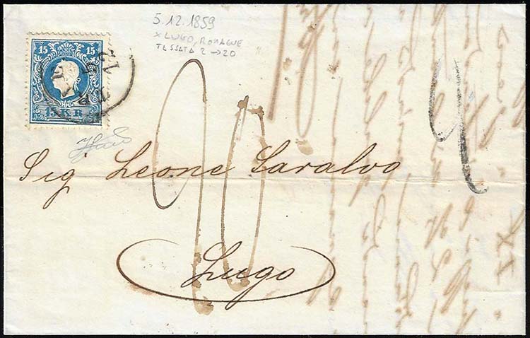 INCOMING MAIL AUSTRIA 1860 - 15 k. ... 