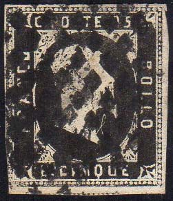 1851 - 5 cent. nero, I riporto ... 