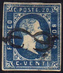 1851 - 20 cent. azzurro, I ... 