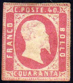 1851 - 40 cent. rosa (3), gomma ... 