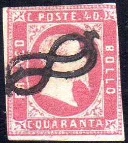 1851 - 40 cent. rosa (3), corto a ... 