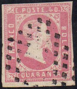 1851 - 40 cent. rosa (3), usato, ... 