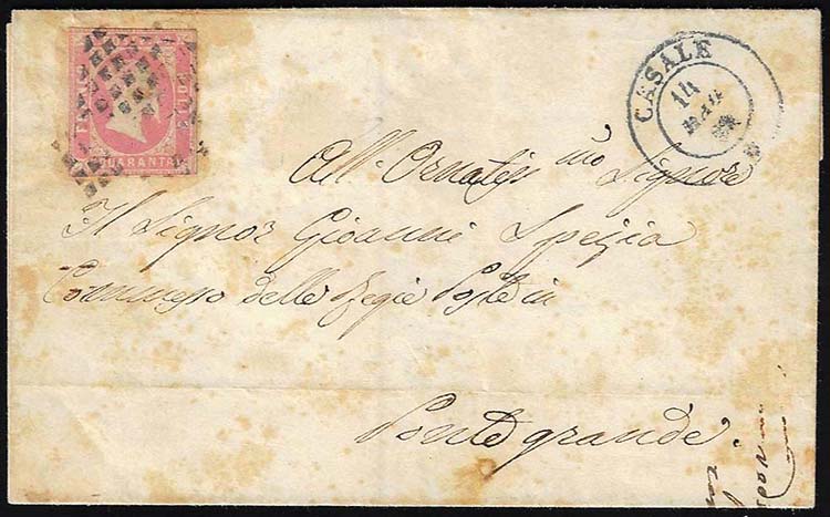 1852 - 40 cent. rosa (3), ... 
