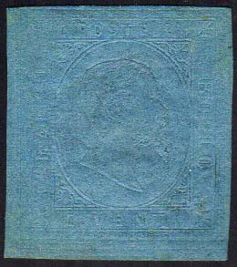 1853 - 20 cent. azzurro (5), gomma ... 