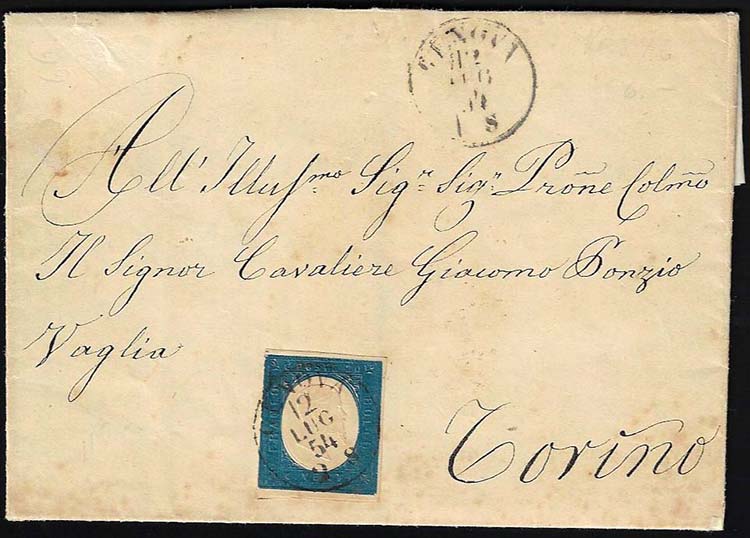 1854 - 20 cent. azzurro (8), ... 